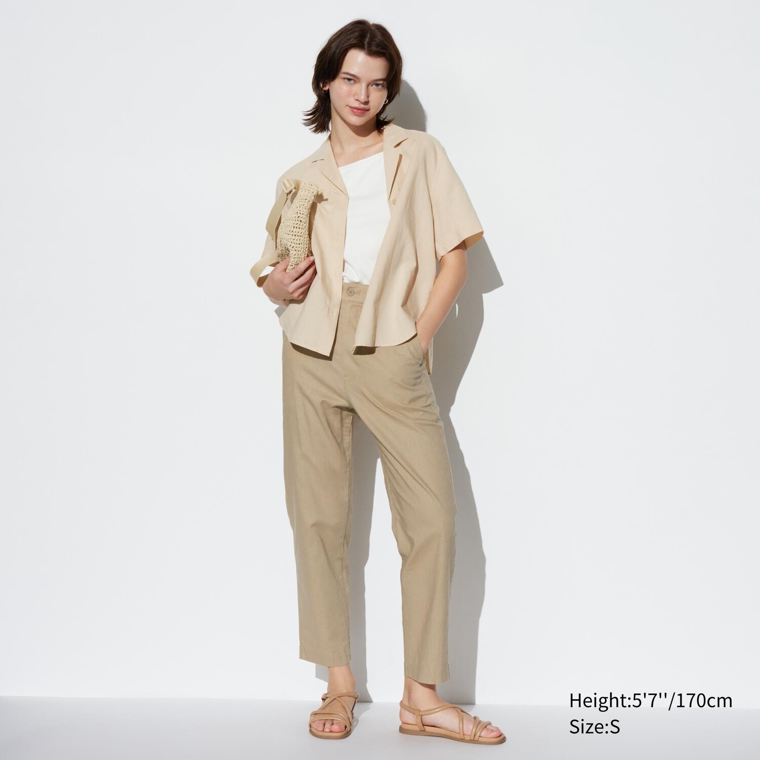 

Брюки из льна и хлопка UNIQLO, бежевый