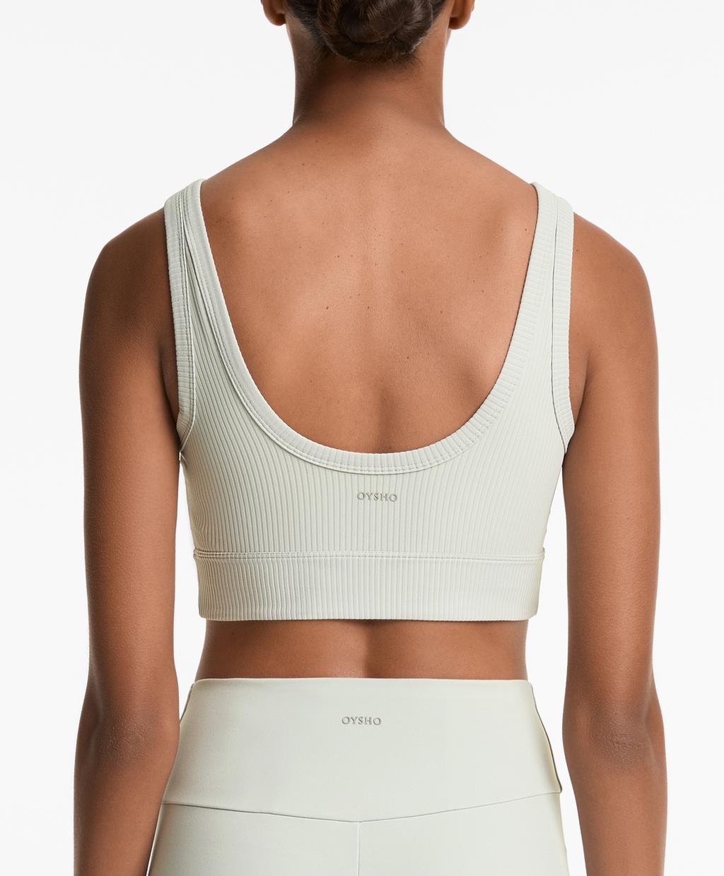 

Топ Хенли с открытой спинкой Rib Comfortlux Oysho, цвет Pale Aqua Green