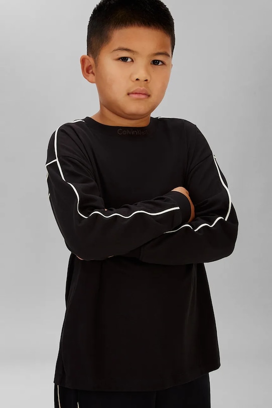 

Детская хлопковая кофта с длинным рукавом Calvin Klein Jeans, черный