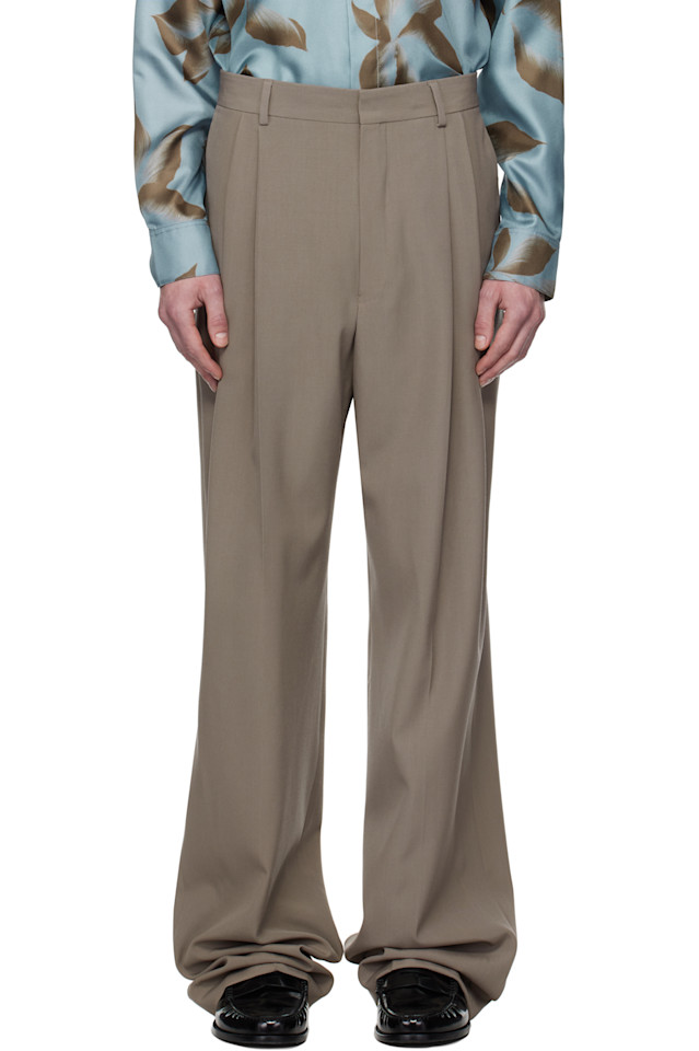 

Шерстяные прямые брюки Dries Van Noten, цвет cement