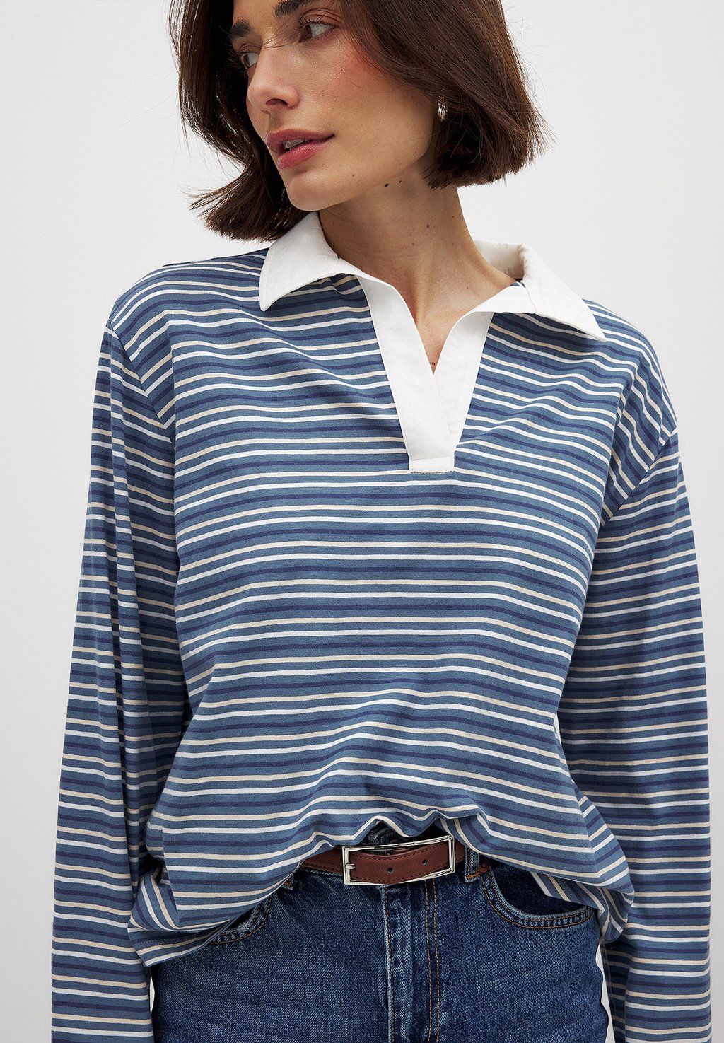 

Топ с длинными рукавами COLLAR - Polo shirt NA-KD, светло-голубой