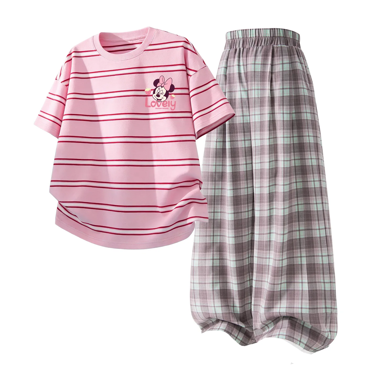 Детский спортивный комплект Casual Sportswear из 2 предметов Disney, Di Xin Sweet K Brown+Solid Pink