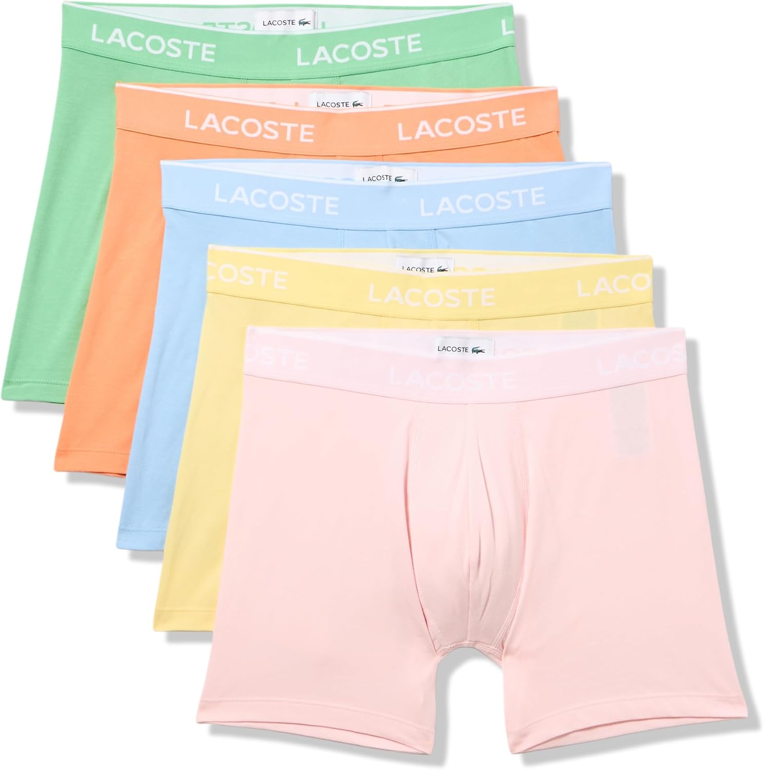 

Lacoste мужские хлопковые эластичные боксеры Essentials, 5 шт (Amazon Exclusives), Overview/Liamone/Yellow/Coraline/Flamingo