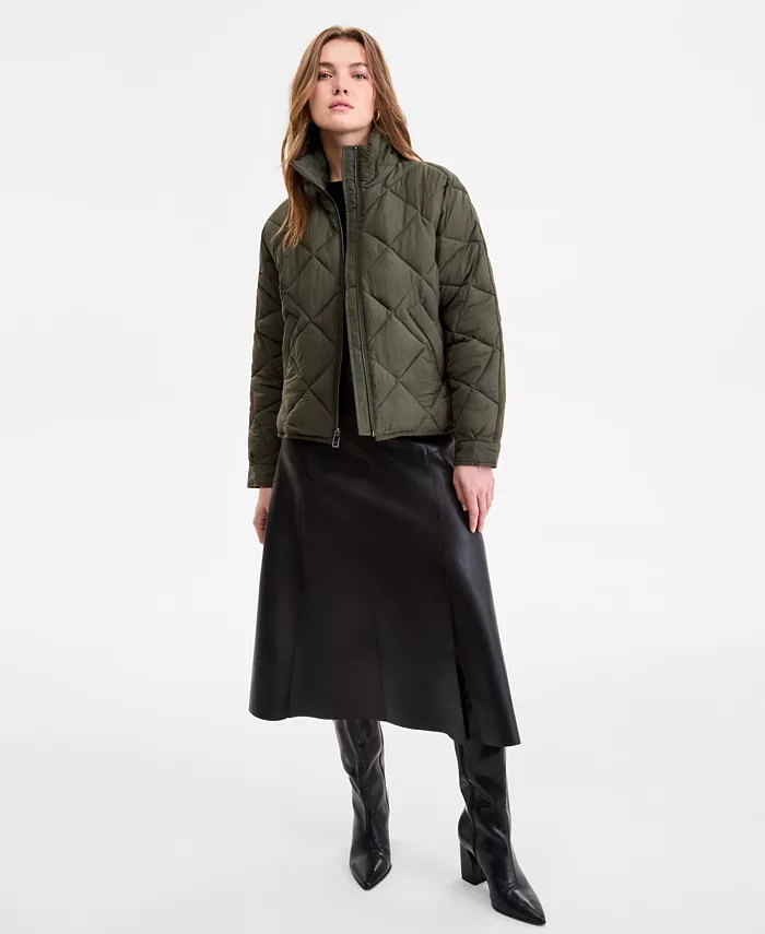 

Женская укороченная стеганая куртка А-силуэта с ромбовидным узором BCBGMAXAZRIA, зеленый