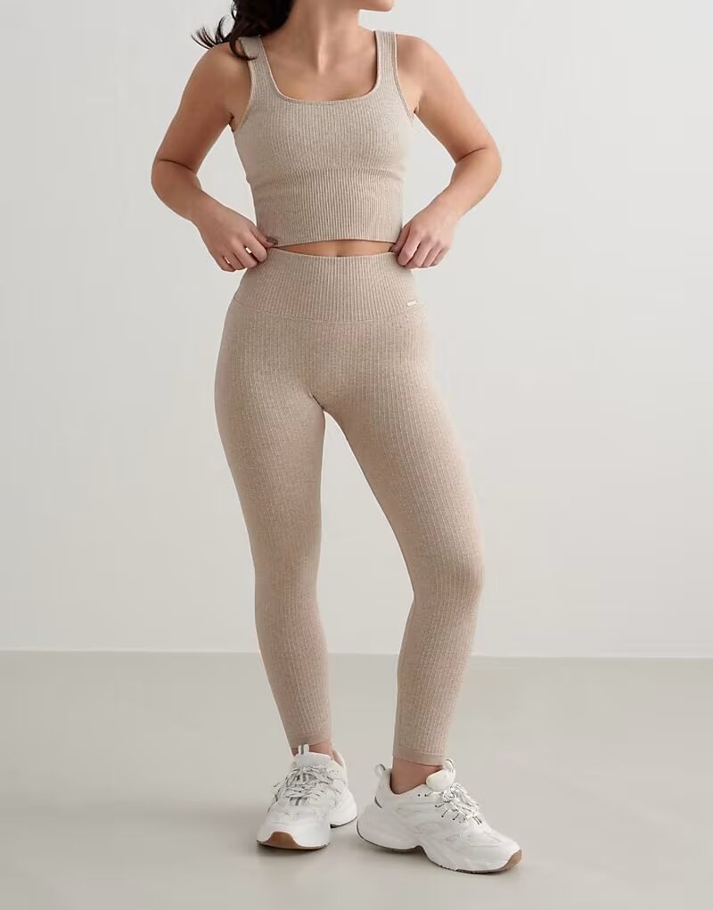 

Колготки Aim'n Beige меланжевые бесшовные в рубчик для миниатюрных девушек бежевого меланжа