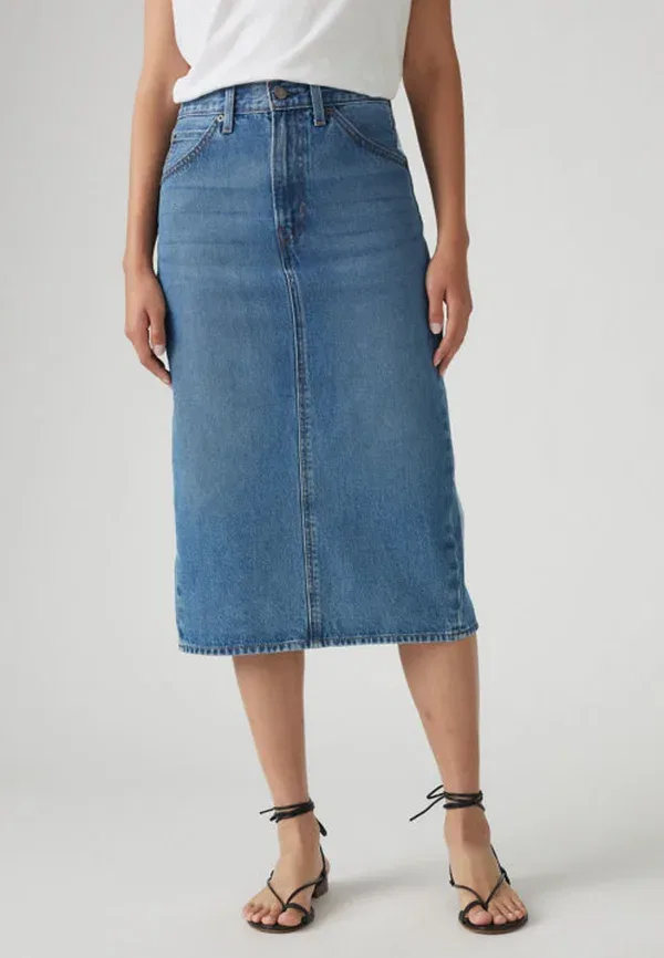 Юбка джинсовая Levi'S Hr back slit skirt denim skirt, цвет луговые игры