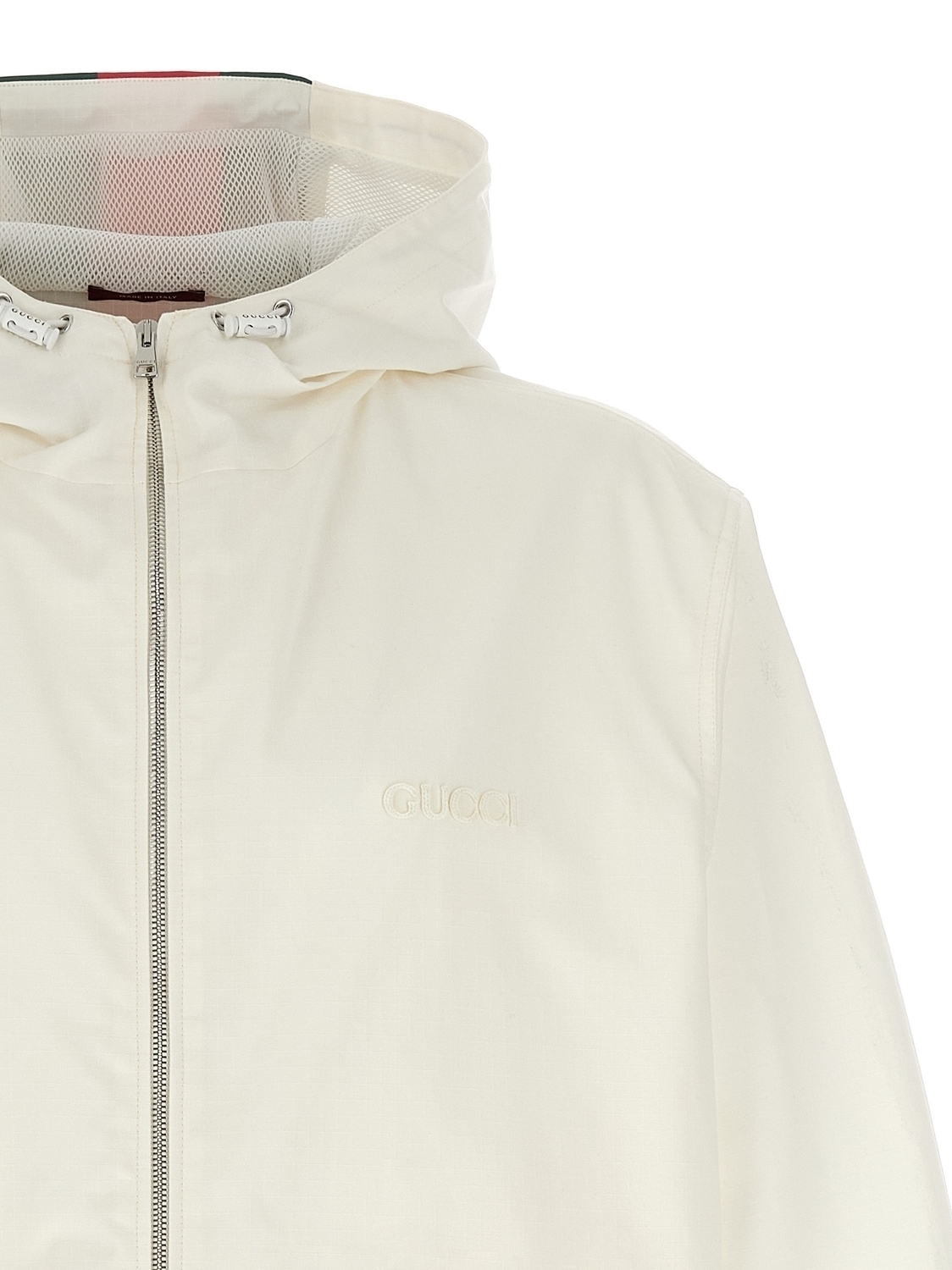 Водоотталкивающая куртка с лентой Nastro Web GUCCI, белый — фото 3