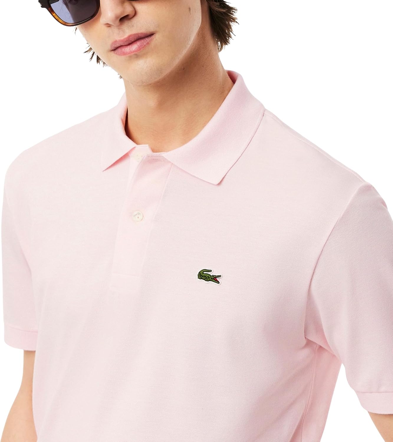 Футболка-поло Lacoste, мужская, классическая, хлопок/полиэстер смесовая ткань — фото 2