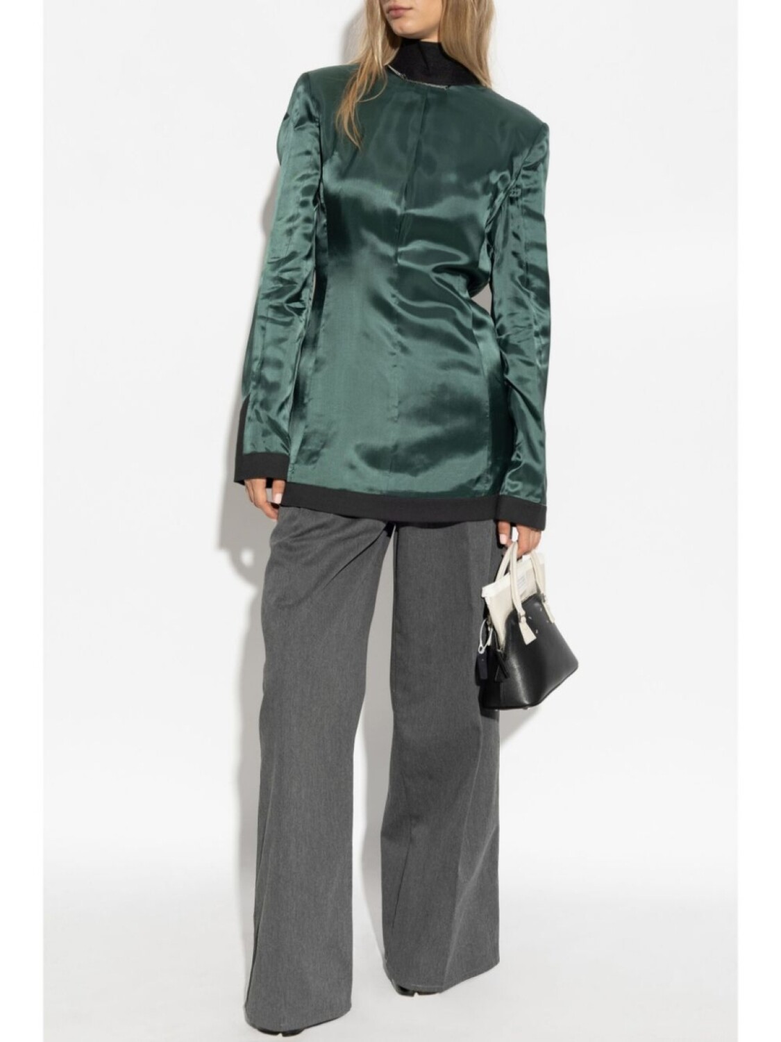 

MM6 Maison Margiela блейзер с эффектом вывернутого наизнанку, зеленый