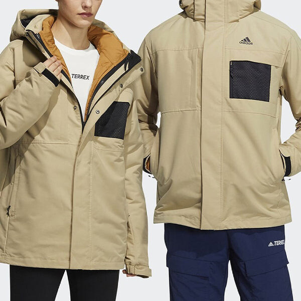 Пуховик adidas 3in1 Dwn Jkt 3 In 1 Stay Warm Hooded Down Jacket Light Khaki, хаки — фото 3