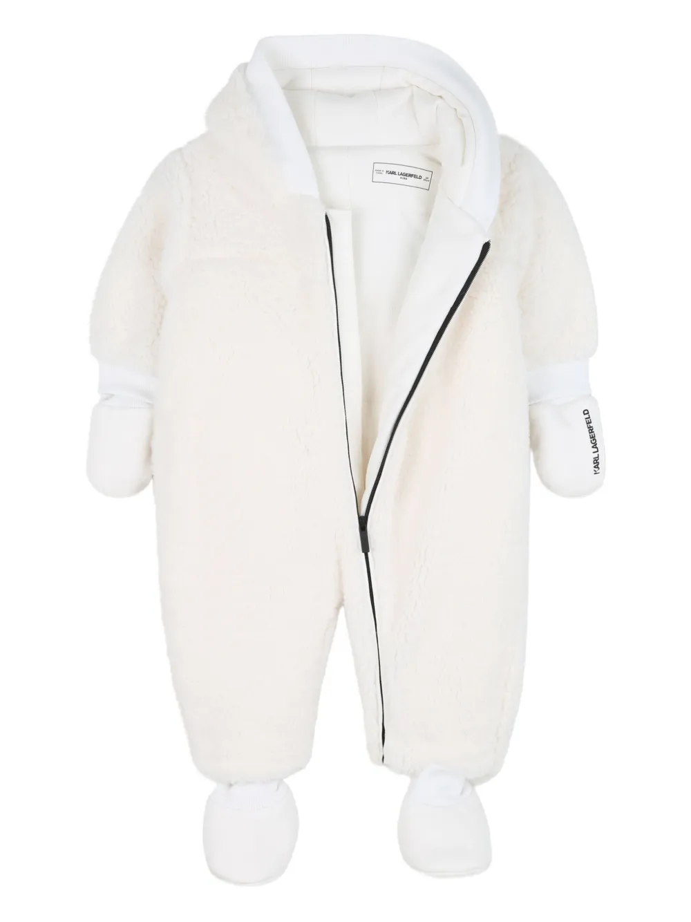 

Дутый комбинезон из шерпы с капюшоном KARL LAGERFELD KIDS, белый
