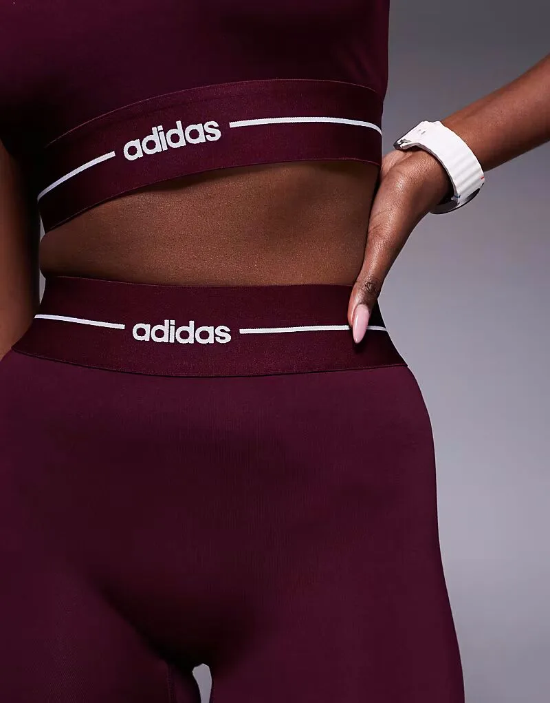 Adidas performance Леггинсы Adidas Training Hyperglam с прямым кроем, бордового цвета — фото 4