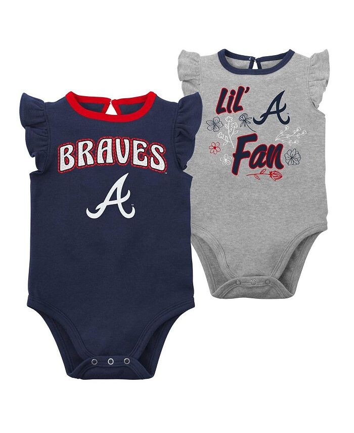 Комплект боди Atlanta Braves Little Fan для новорожденных, комплект из двух комплектов боди для мальчиков и девочек темно-синего и серо-хизерового цвета Outerstuff, синий — фото 2