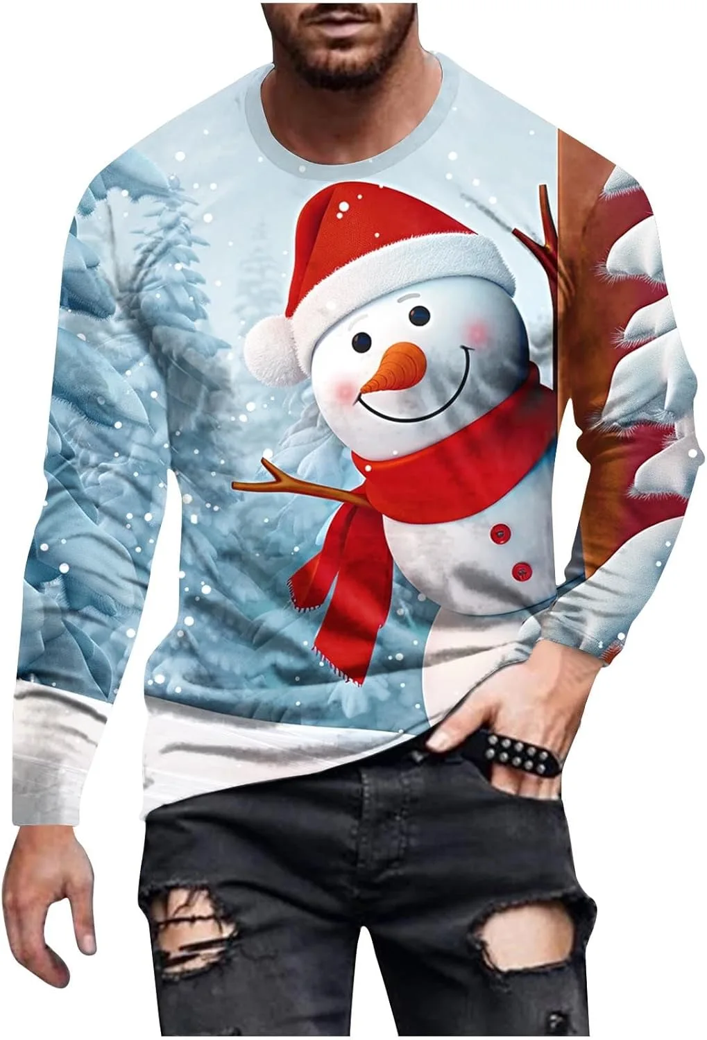 

Мужская футболка с длинным рукавом и новогодним принтом Ozmmyan