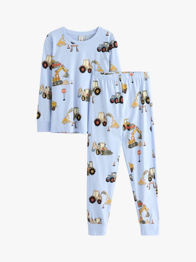

Детский хлопковый комплект пижамы с длинными рукавами и принтом грузовика Lindex, Light Blue