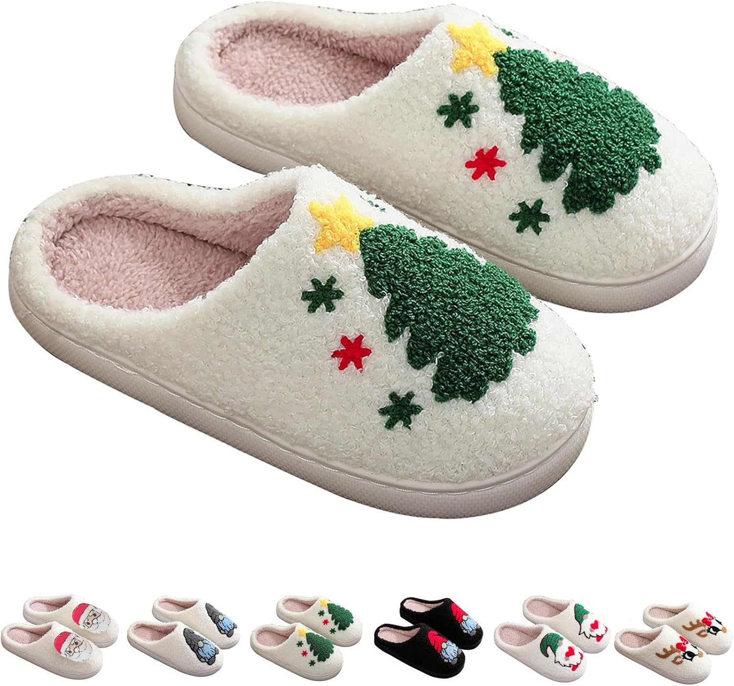 

Рождественские тапочки для женщин и мужчин, зимние пушистые уютные домашние тапочки для женщин, удобная обувь для дома и улицы Generic, зеленый