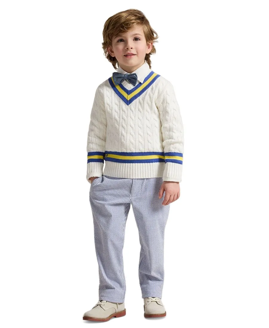 Свитер "Культовый крикет" для мальчиков 2-7 лет Polo Ralph Lauren, белый — фото 2