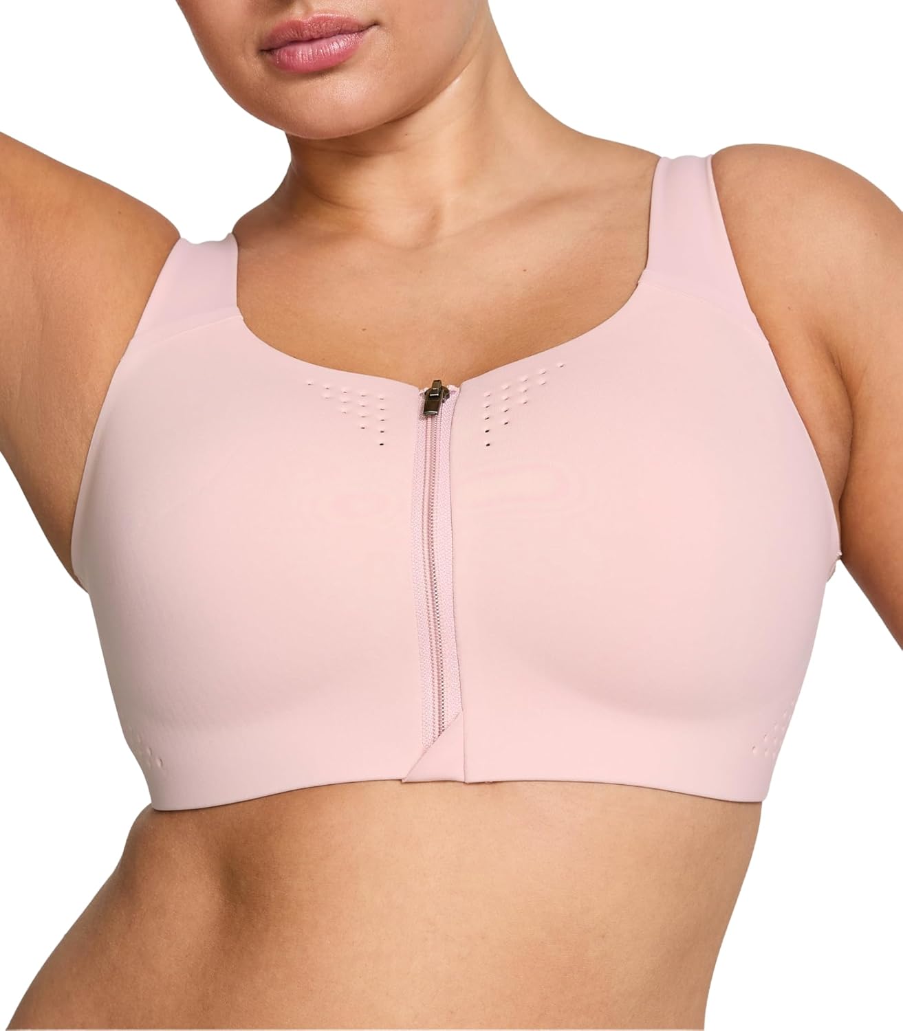 

Женский спортивный бюстгальтер Victoria's Secret VSX Featherweight Max Front Close, с высокой ударопрочностью (32A-38DD), Chalk Rose