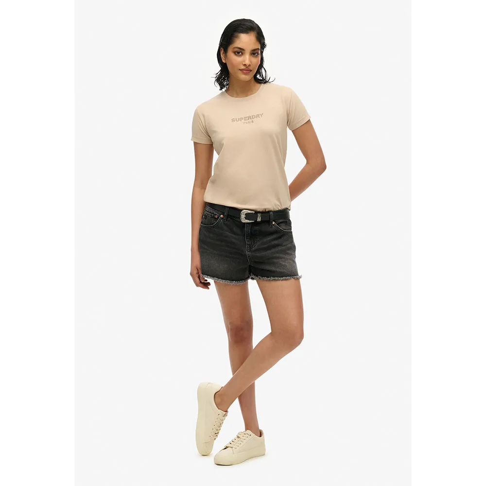 Футболка с коротким рукавом Superdry Sport Luxe Fitted, бежевый — фото 3