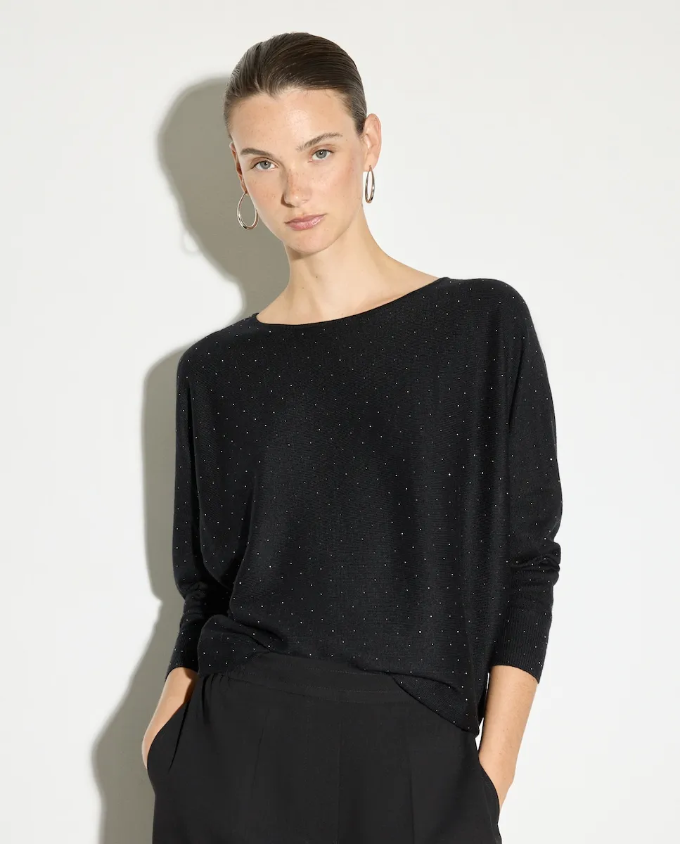 

Женский джемпер с лодочкой и стразами Woman El Corte Inglés, черный