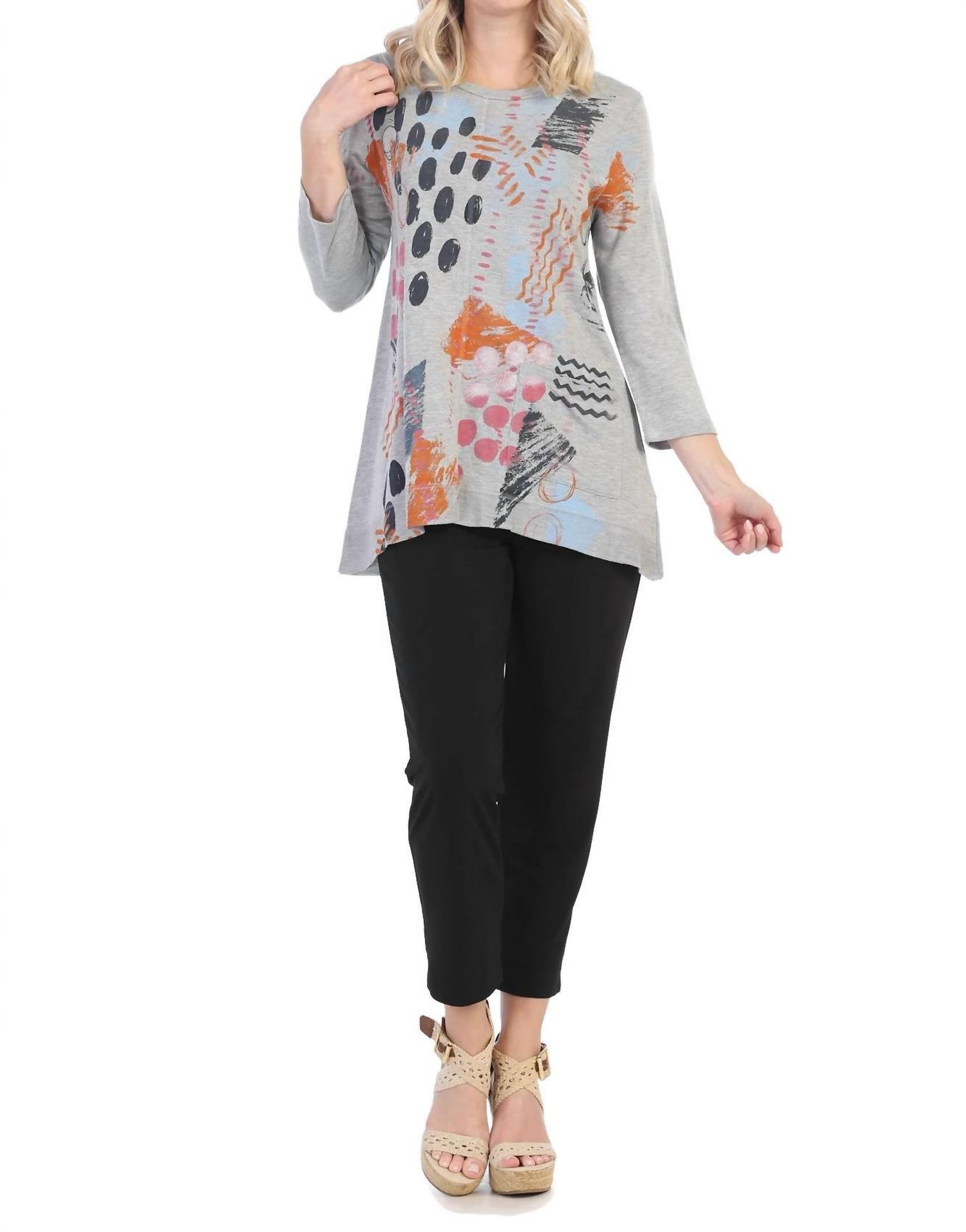 

Дотти легкая махровая блузка с карманами в сером цвете Jess & Jane, серый