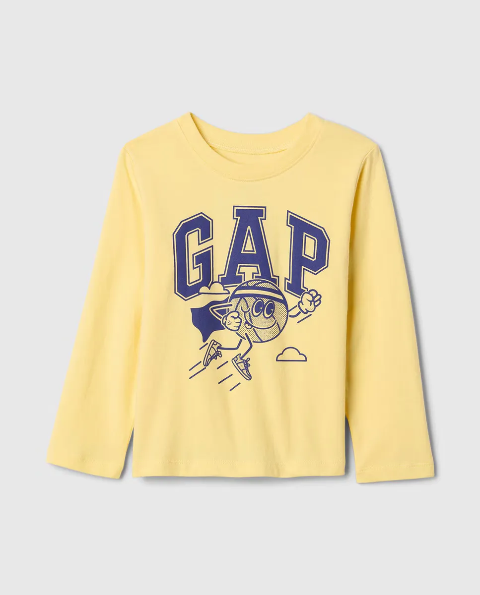 

Футболка с длинным рукавом и круглым вырезом для мальчиков Gap, жёлтый