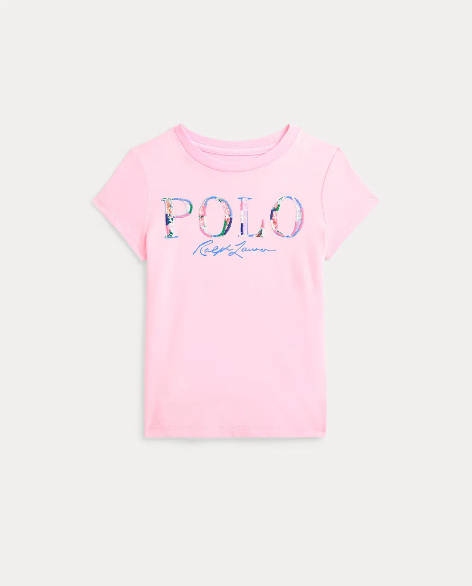 

Футболка из хлопка для девочек с логотипом Polo Ralph Lauren, цвет Rosa