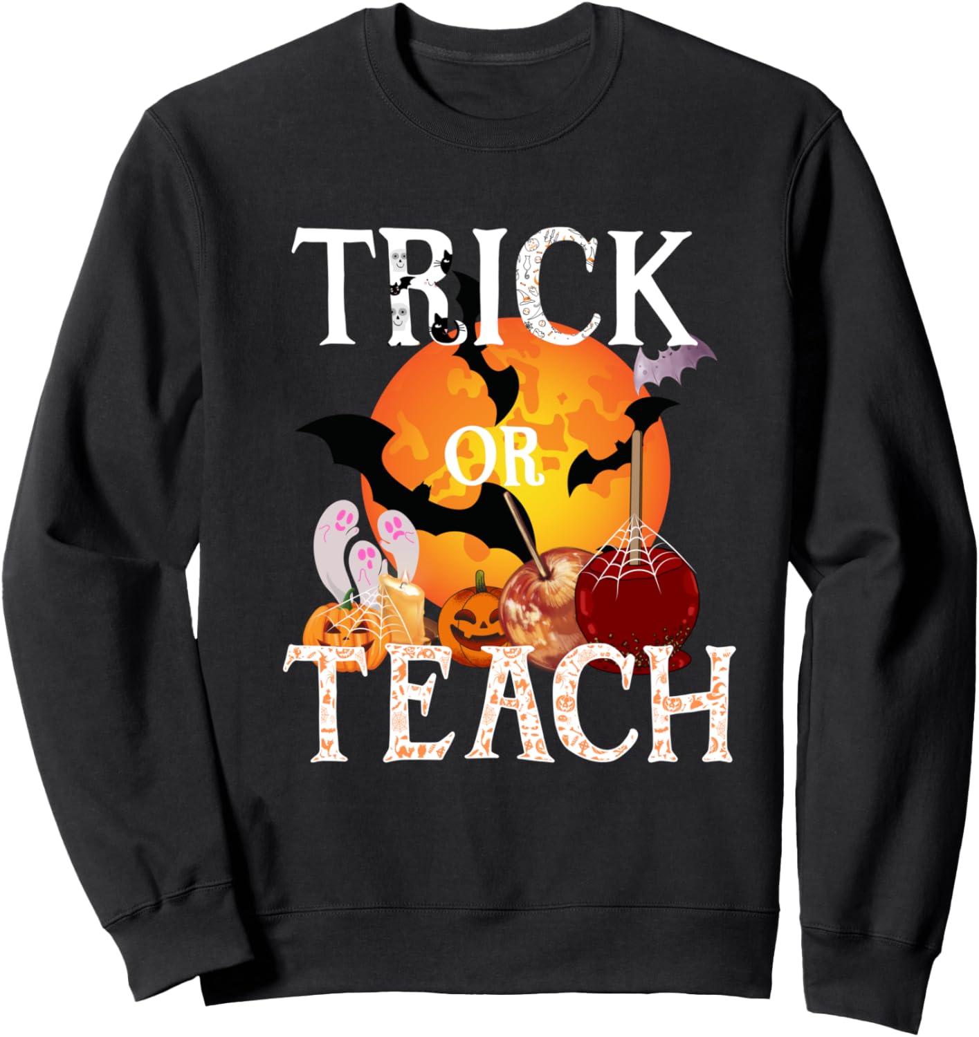 

Забавная толстовка с изображением тыквы для учителя на Хэллоуин Trick or Teach Christmas Halloween Family Matching Pyjama Costume, черный