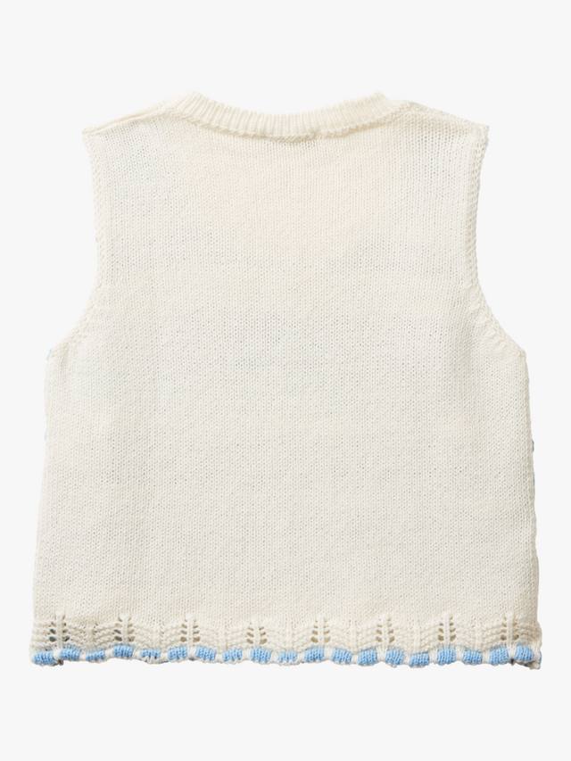 Детская безрукавка из хлопкового трикотажа Benetton, Offwhite — фото 2