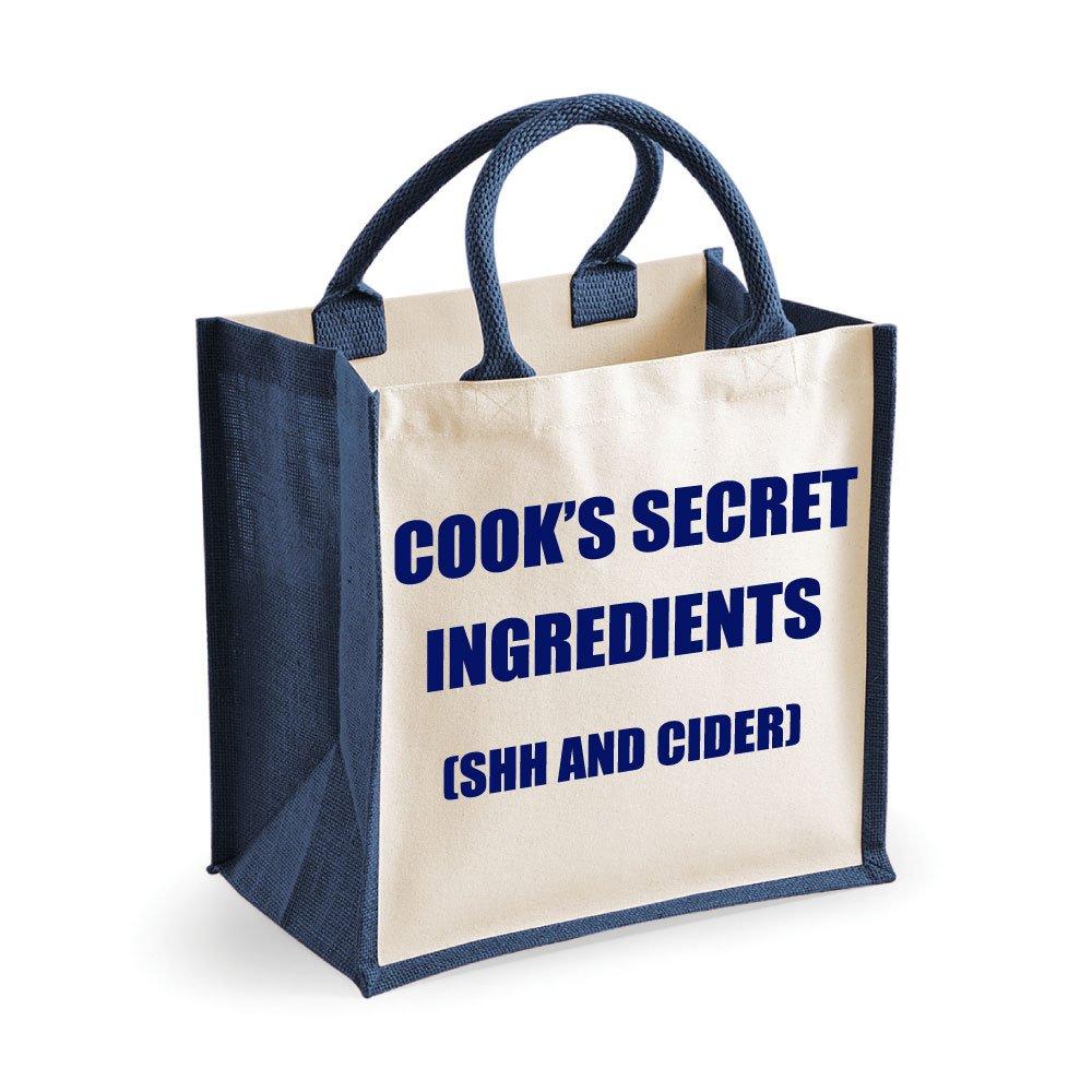 

Средняя джутовая сумка Cook's Secret Ingredients (Shh и Сидр) Темно-синяя сумка 60 SECOND MAKEOVER, синий