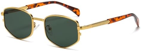 

Солнцезащитные очки в стиле ретро 2027 года: многоугольные квадратные металлические, для женщин, модные градиентные, с защитой от УФ-излучения UV400, для мужчин MTZJH, Golden Dark Green