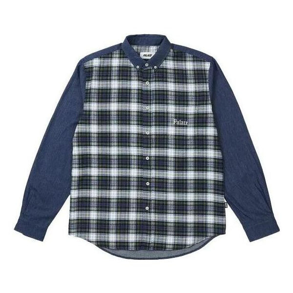 

Рубашка check panel chambray shirt 'blue' Palace, синий