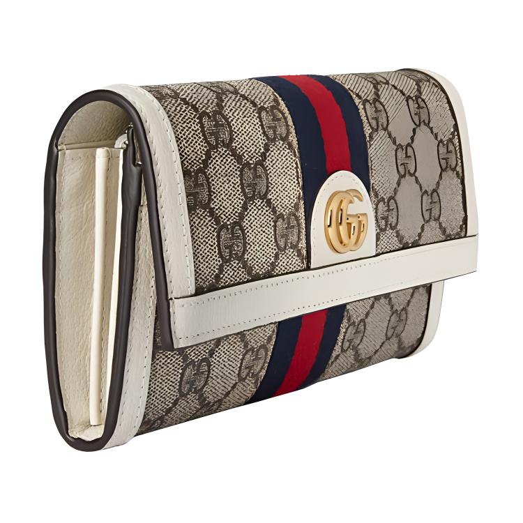 GUCCI Женский кошелек Ophidia из холста и кожи в цвете эбонитовый с белым — фото 4