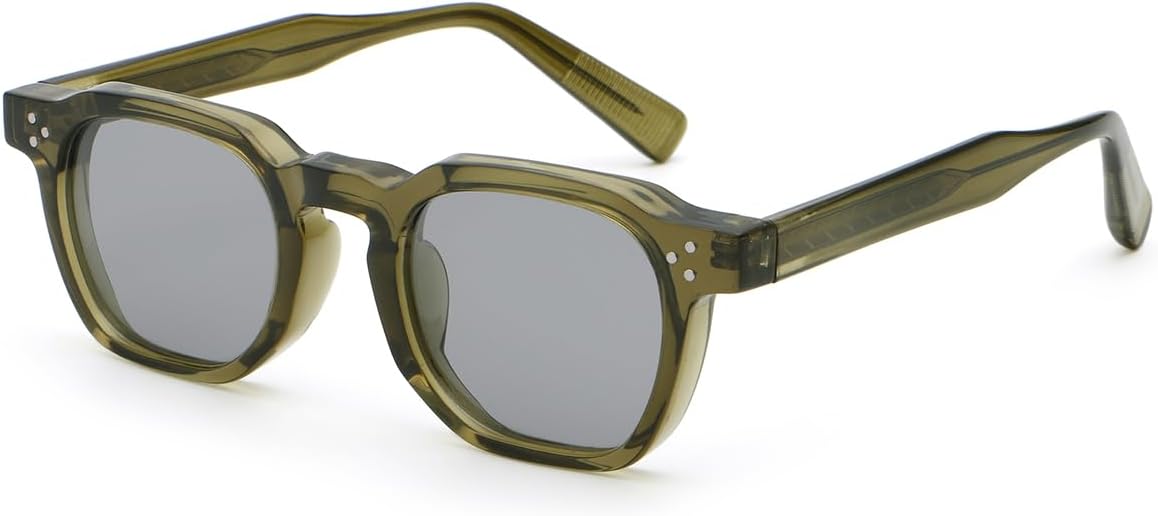 

Поляризованные солнцезащитные очки, квадратные солнцезащитные очки для женщин и мужчин, многоугольные очки с ацетатными дужками, унисекс, очки с защитой от УФ-излучения UV400 weiyuchen, Green With Grey