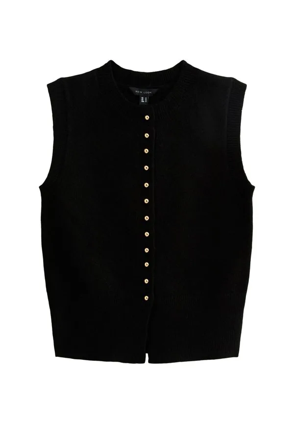 

Жилет с круглым вырезом и контрастными пуговицами New Look, Black