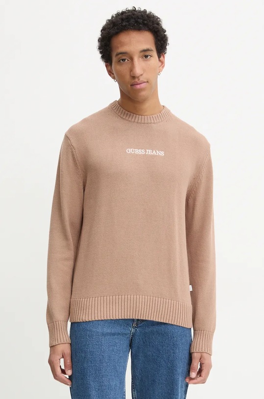 

Хлопковый свитер Guess Jeans, бежевый