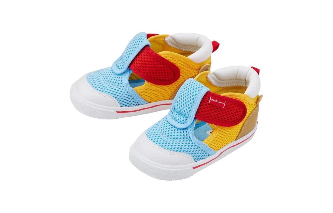 Детские кроссовки Baby Anti Kick And Breathable Low top, синий, желтый, красный, сделано в Японии MIKI HOUSE, Blue Yellow Red — фото 3