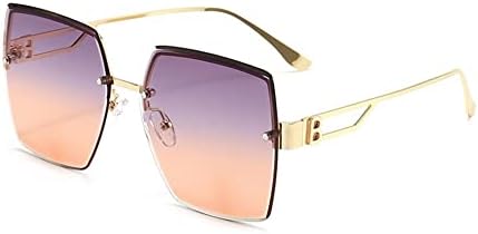 

Солнцезащитные очки с градиентным винтажным эффектом 2027 года для женщин, без оправы, большого размера, металлические, женские солнцезащитные очки MTZJH, Gold Gray Orange