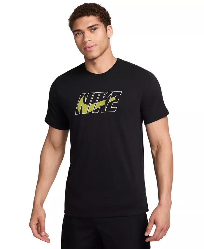 

Мужская футболка с логотипом и графическим рисунком Dri-FIT Fitness с короткими рукавами Nike, черный