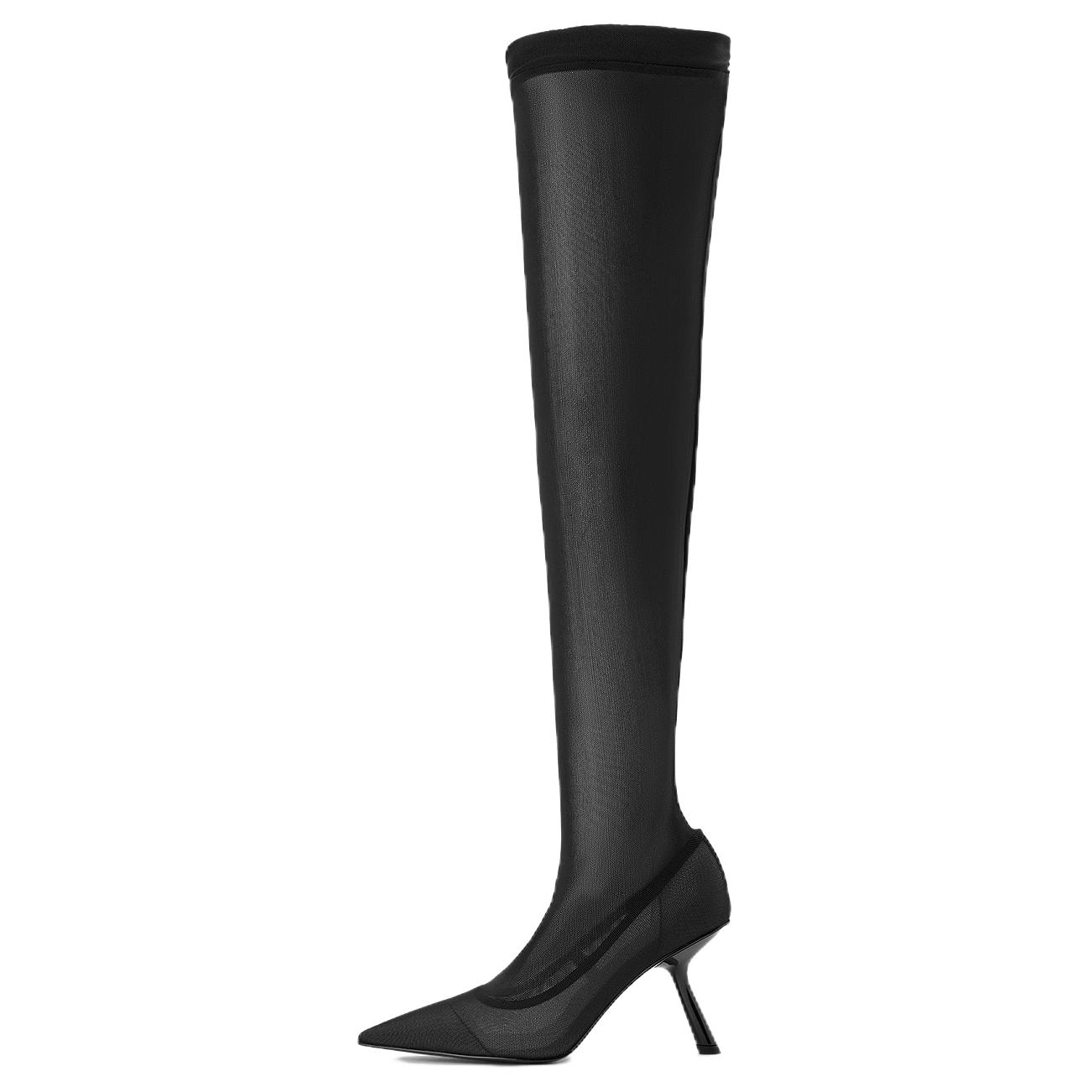 CHARLES&KEITH Маленькие CK ботфорды 9,5 см женские ЧЁРНЫЕ ТЕКСТУРИРОВАННЫЕ, цвет BLACK TEXTURED Black Textured
