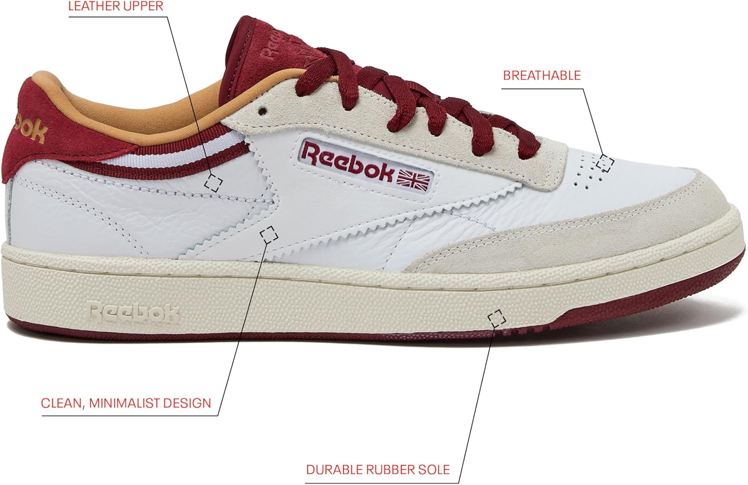 Мужские кроссовки Reebok Club C 85, повседневная спортивная обувь белого цвета для мужчин — фото 2