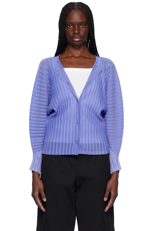 

Кардиган с ребристыми складками February Pleats Please Issey Miyake, синий