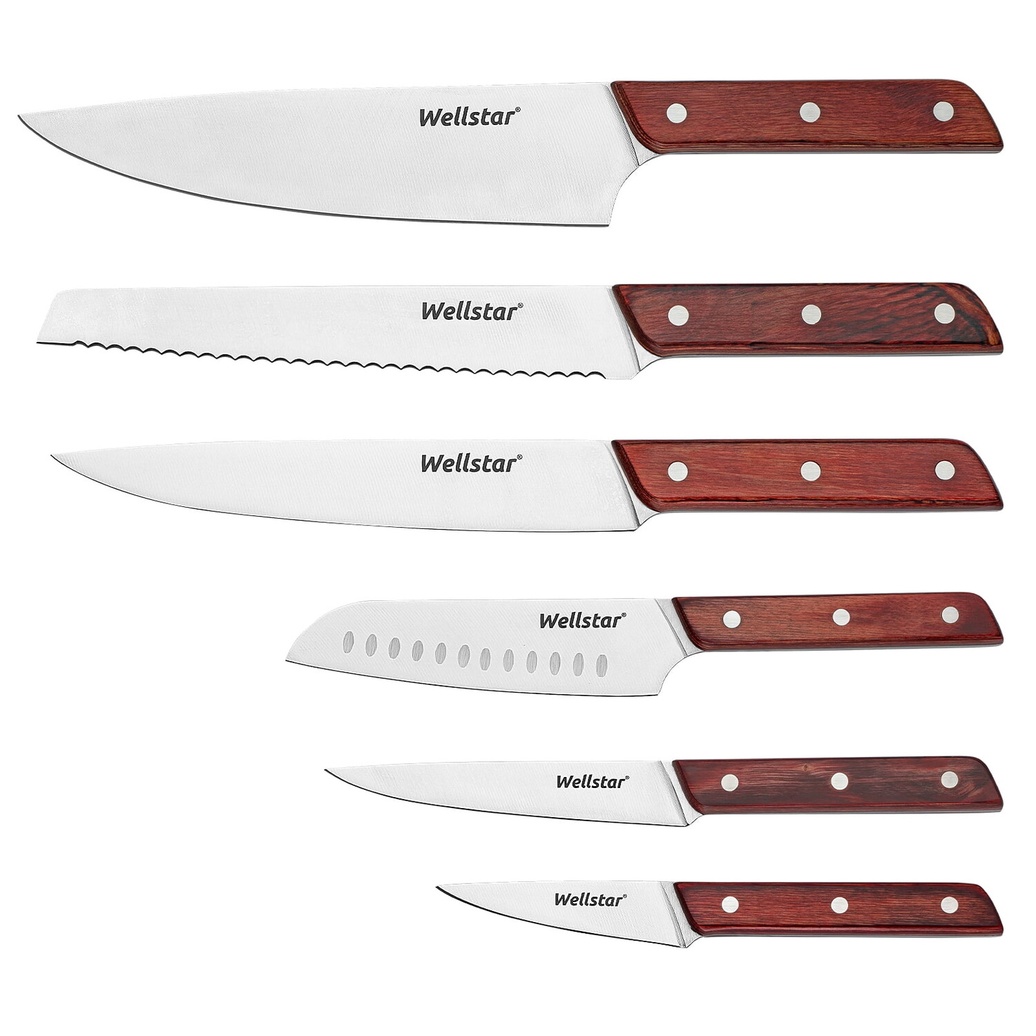 

Набор кухонных ножей Wellstar Santoku, 6 штук