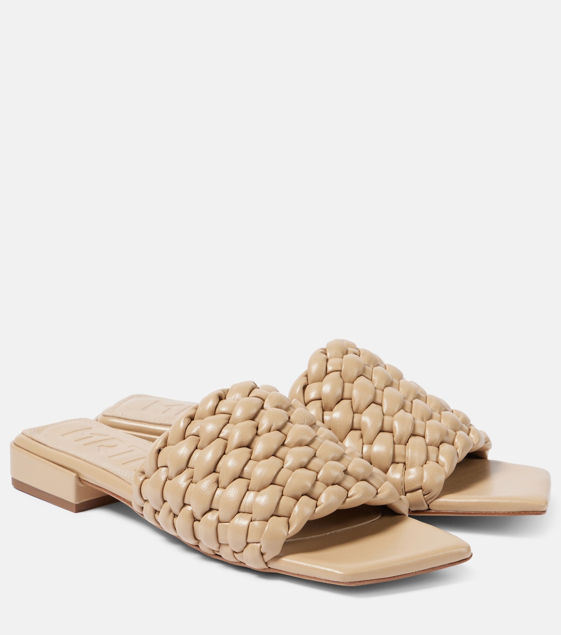 Плетеные кожаные шлепанцы Aster Souliers Martinez, Light Brown