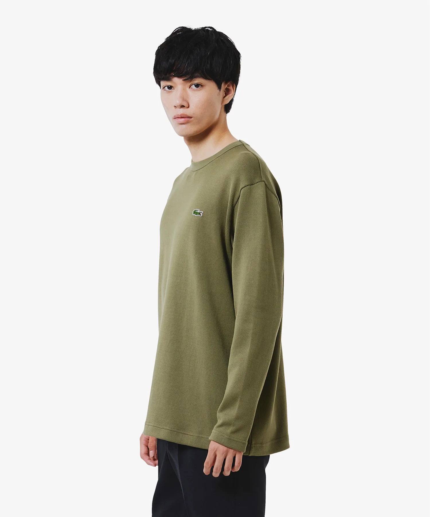 Унисекс футболка LACOSTE из плотного хлопка с логотипом оливковая