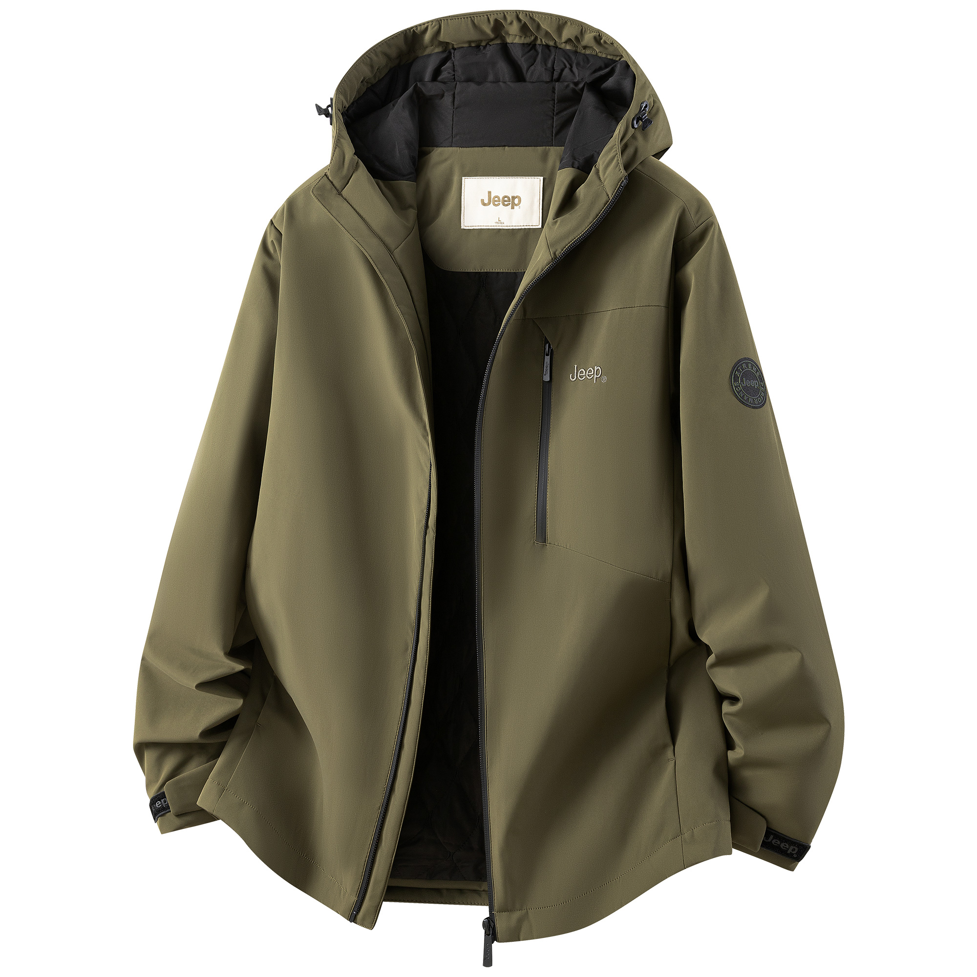 

Пуховик для активного отдыха и поездок Unisex Jeep, темно-хаки