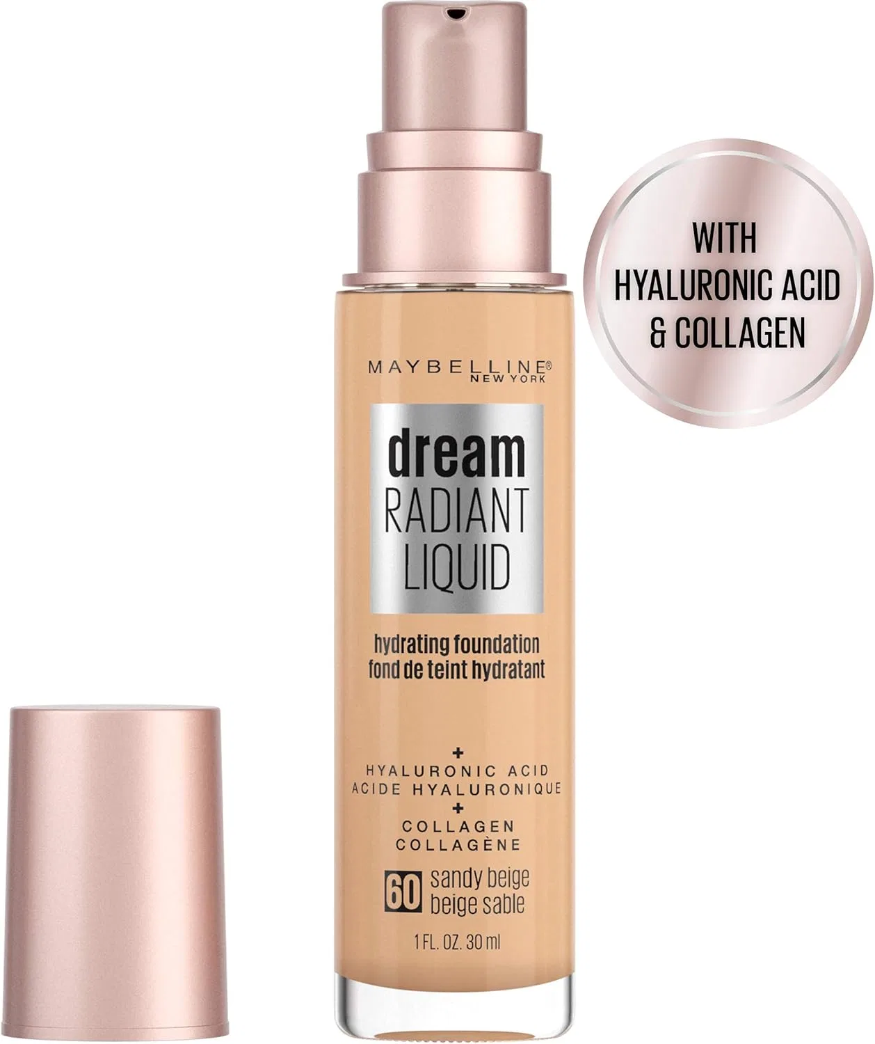 Тональное средство Maybelline Dream Radiant Liquid, Medium Coverage, увлажняющее, Sandy Beige, 1 fl. oz — фото 2