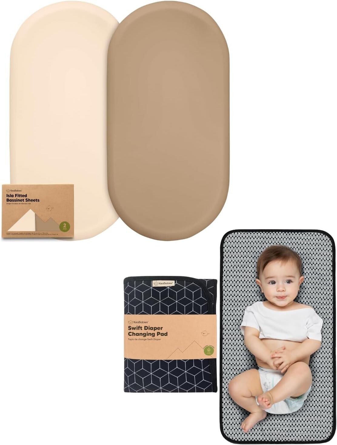 

Комплект из 2 простыней для детской люльки Keababies для девочек и мальчиков