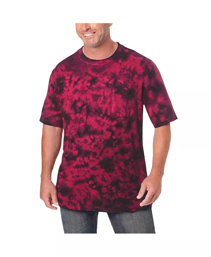 

Большая и высокая футболка с карманом и длинным рукавом без усадки Kingsize, красный