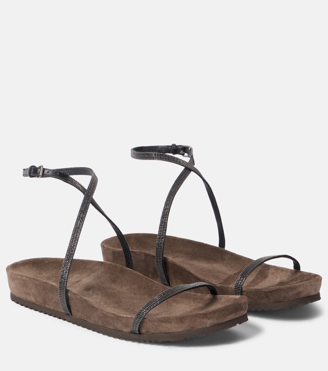 Сандалии из кожи Monili Brunello Cucinelli, черный
